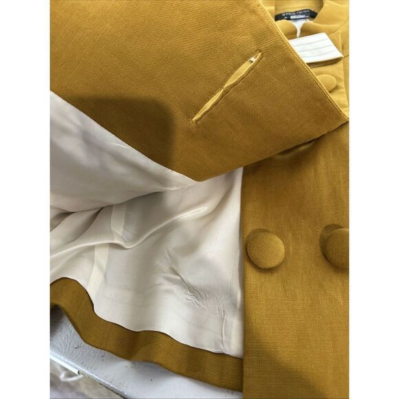 Etcetera Mustard Yellow 100% Linen Double Button Mod Blazer Jacket - Picture 11 of 11